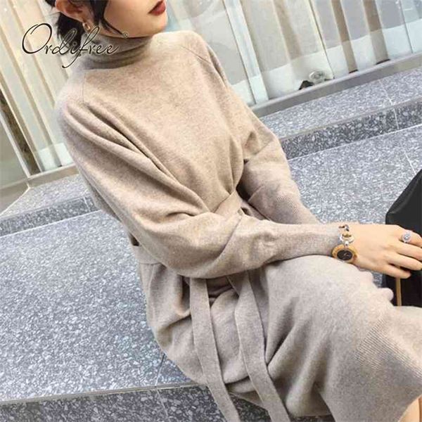 autumn winter women turtleneck knitted dress belted elegant lady warm sweater 210513, Black;gray
autumn winter women turtleneck knitted dress belted elegant lady warm sweater 210513, Black;gray