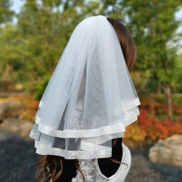bridal veils short woman veil soft tulle ivory simple two layers wedding with shiny edge dress accessories comb, Black
bridal veils short woman veil soft tulle ivory simple two layers wedding with shiny edge dress accessories comb, Black