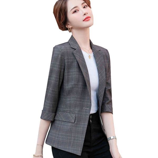women's suits & blazers spring summer women gray plaid half sleeve blazer fashion ladies female slim single button formal jacket xmq9, White;black
women's suits & blazers spring summer women gray plaid half sleeve blazer fashion ladies female slim single button formal jacket xmq9, White;black