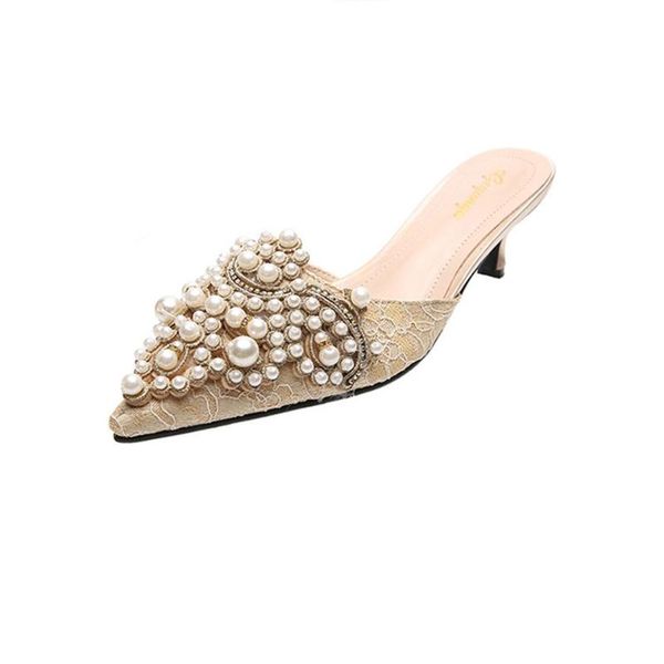 slippers fine high heel women's exquisite pearl decoration pointed summer comfortable breathable casual female, Black
slippers fine high heel women's exquisite pearl decoration pointed summer comfortable breathable casual female, Black