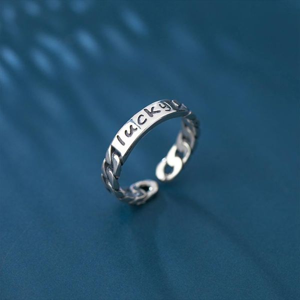 cluster rings a00767 hiphop 925 sterling silver vintage classic lucky letter chain ring for women femme punk bohemia fine jewelry gift, Golden;silver
cluster rings a00767 hiphop 925 sterling silver vintage classic lucky letter chain ring for women femme punk bohemia fine jewelry gift, Golden;silver