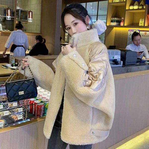 women's fur & faux lambswool women coat down cotton woman winter outerwear clothes 2021 fashion spliced overcoat parka oversize, Black
women's fur & faux lambswool women coat down cotton woman winter outerwear clothes 2021 fashion spliced overcoat parka oversize, Black