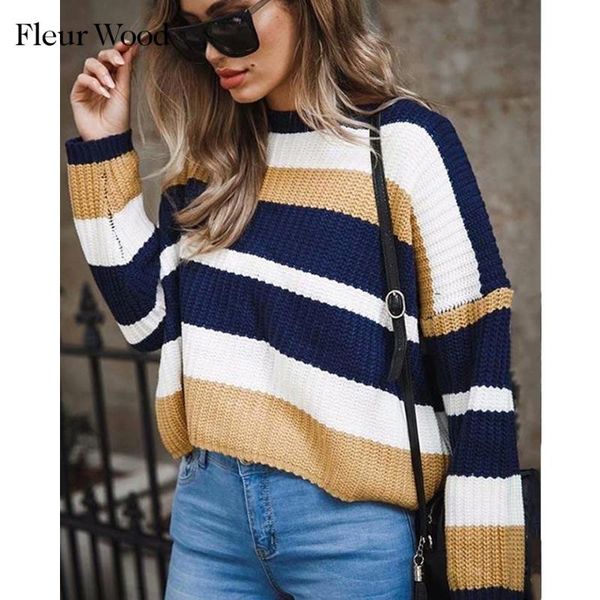 fleur wood women autumn sweaters o-neck colorful stripe sweater loose winter long sleeve plus size knitting casual pullover women's, White;black
fleur wood women autumn sweaters o-neck colorful stripe sweater loose winter long sleeve plus size knitting casual pullover women's, White;black