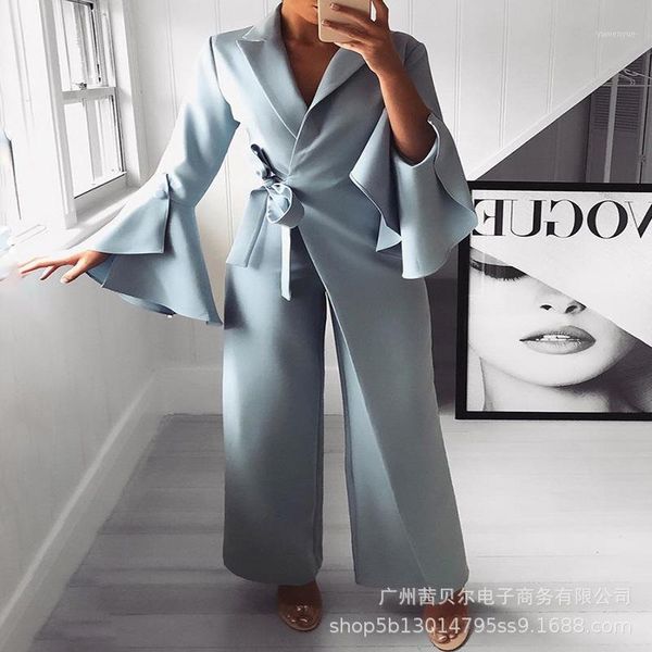 casual dresses 2021 european and american temperament ruffled lace-up one-piece trousers women's clothing, Black;gray
casual dresses 2021 european and american temperament ruffled lace-up one-piece trousers women's clothing, Black;gray