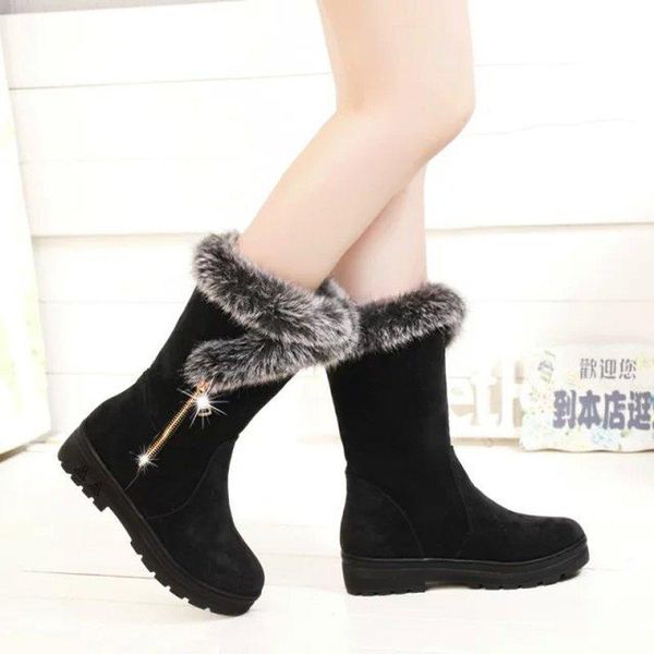boots winter women fashion warm faux fur mid-calf shoes woman round toe snow mujer sd026, Black
boots winter women fashion warm faux fur mid-calf shoes woman round toe snow mujer sd026, Black