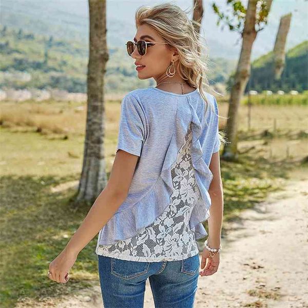 spring ruffles lace t shirt women casual o neck short sleeve pullover female summer t shirt for women new 210401, White
spring ruffles lace t shirt women casual o neck short sleeve pullover female summer t shirt for women new 210401, White