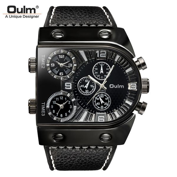 watch oulm large dial men's quartz multi time zone fashion personality belt, Slivery;brown
watch oulm large dial men's quartz multi time zone fashion personality belt, Slivery;brown