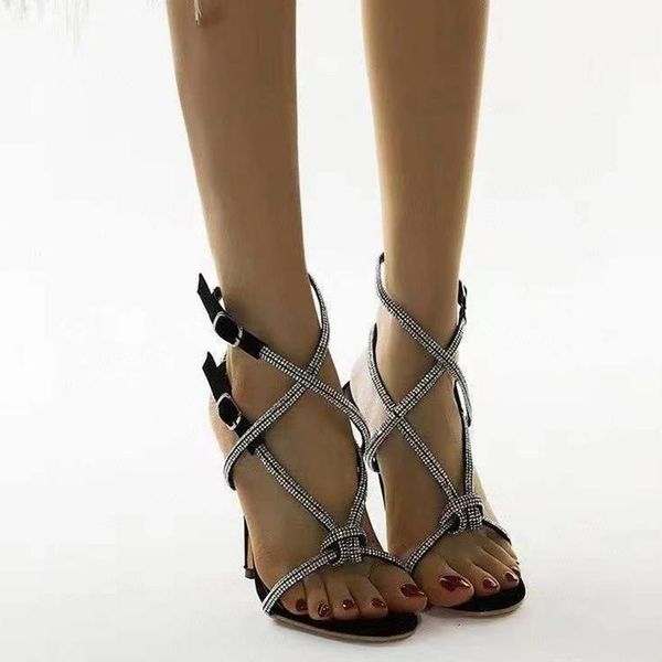 dress shoes european and american summer rhinestone high heel roman thin open toe cross black fashion sandals
dress shoes european and american summer rhinestone high heel roman thin open toe cross black fashion sandals