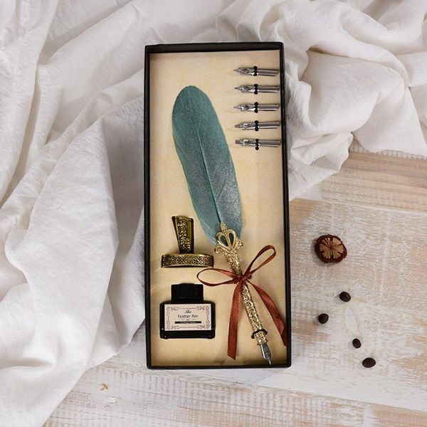 vintage feather quill dip pen writing ink set perfect for signing handwriting school office stationery gift excellent souvenir fountain pens 
vintage feather quill dip pen writing ink set perfect for signing handwriting school office stationery gift excellent souvenir fountain pens
