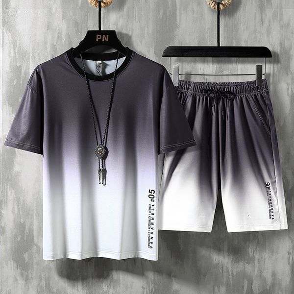 men's tracksuits summer tracksuit mens clothes set gradient color short sleeve t shirt + shorts male two pieces sets sportswears s, Gray
men's tracksuits summer tracksuit mens clothes set gradient color short sleeve t shirt + shorts male two pieces sets sportswears s, Gray