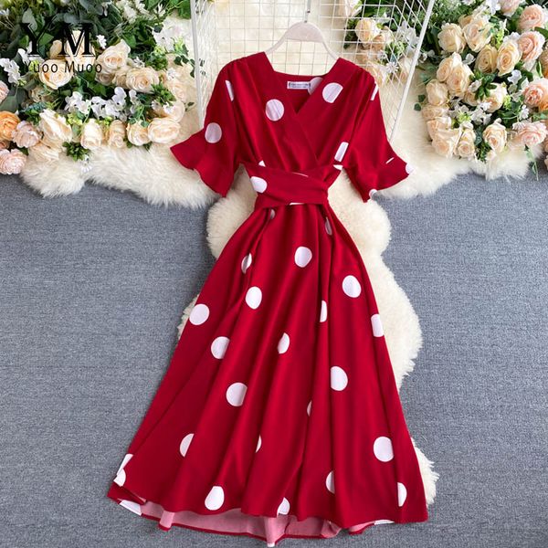 yuoomuoo 2021 vintage big polka dot print v neck bandage dress casual summer midi party dress women elegant big swing dress red, Black;gray
yuoomuoo 2021 vintage big polka dot print v neck bandage dress casual summer midi party dress women elegant big swing dress red, Black;gray