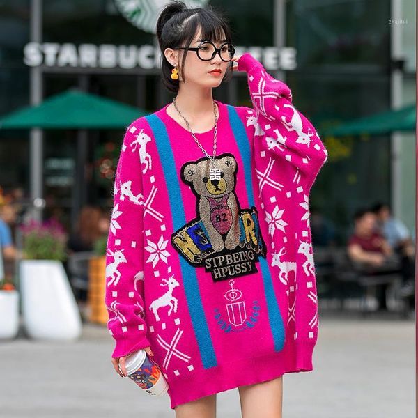 ladies knitted sweater europe station retro pullover women's loose outer wear rhinestone cartoon knitwear sweaters, White;black
ladies knitted sweater europe station retro pullover women's loose outer wear rhinestone cartoon knitwear sweaters, White;black