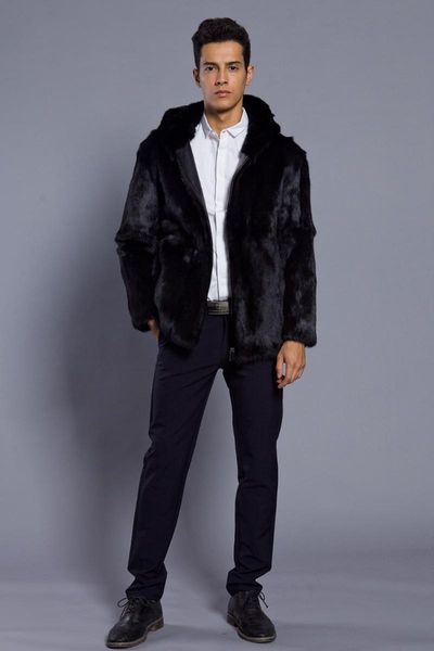 men's fur & faux hooded jacket zipper shirts winter 2021 europe and america jackets, Black
men's fur & faux hooded jacket zipper shirts winter 2021 europe and america jackets, Black