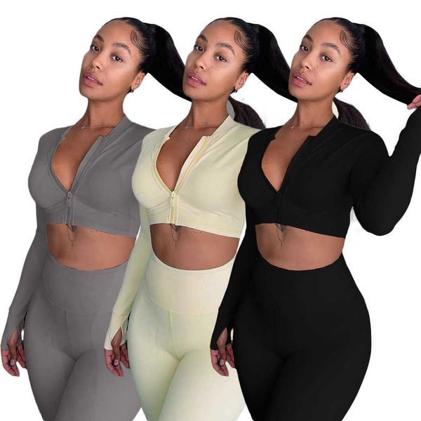 3 colors women clothing 2 piece pant set zipper solid sport slim yoga wear, White
3 colors women clothing 2 piece pant set zipper solid sport slim yoga wear, White