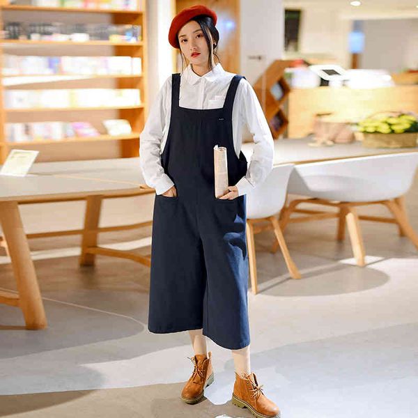johnature women vintage jumpsuits solid color pockets spring wide leg loose cotton women clothes casual jumpsuits 210521, Black;white
johnature women vintage jumpsuits solid color pockets spring wide leg loose cotton women clothes casual jumpsuits 210521, Black;white