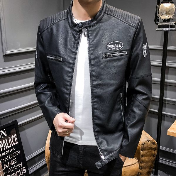 oval pattern stitching handsome motorcycle style men's leather jacket high-quality stand-up collar retro comfortable windproof fashion, Black
oval pattern stitching handsome motorcycle style men's leather jacket high-quality stand-up collar retro comfortable windproof fashion, Black