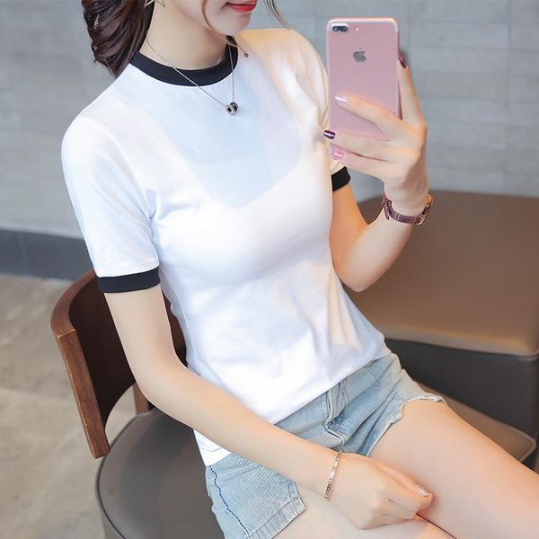 women's t-shirt mrmt 2021 brand short-sleeved high collar temperament for female thin splice tshirt, White
women's t-shirt mrmt 2021 brand short-sleeved high collar temperament for female thin splice tshirt, White