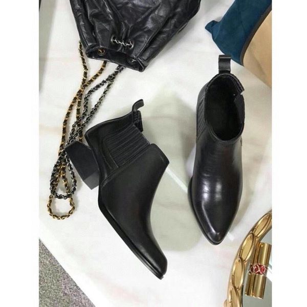 boots real leather ankle women slip on elastic square heels pointed toe classic style boot 2021 winter design shoes, Black
boots real leather ankle women slip on elastic square heels pointed toe classic style boot 2021 winter design shoes, Black