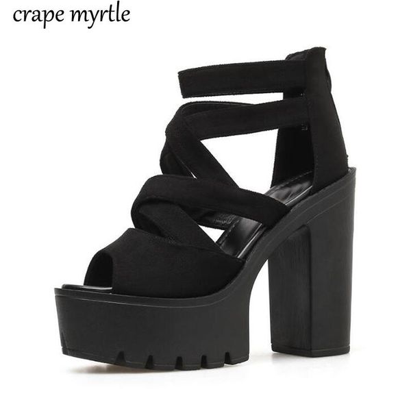 rome style block heels women spring summer flock ladies sandals platform black female footwear high yma716
rome style block heels women spring summer flock ladies sandals platform black female footwear high yma716