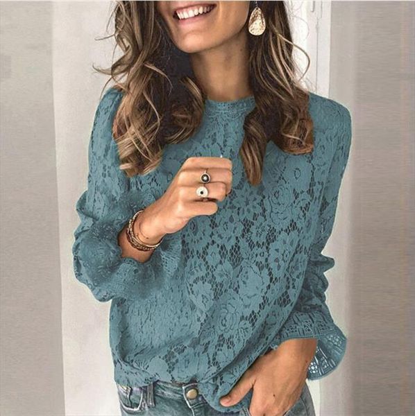 spring summer o neck women shirts floral lace elegant flare long sleeve blouse hollow out mesh blusa xxxl, White
spring summer o neck women shirts floral lace elegant flare long sleeve blouse hollow out mesh blusa xxxl, White