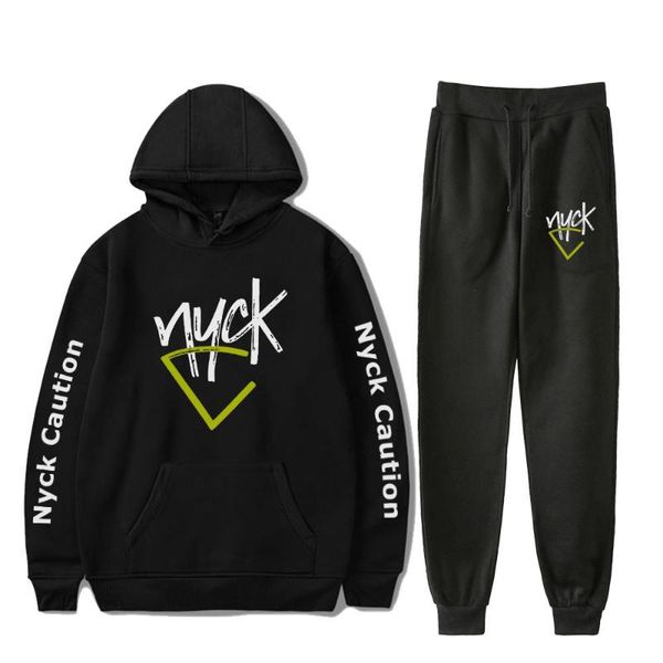 men's hoodies & sweatshirts nyck caution sweatshirt two piece set hoodie+jogger pant harajuku streetwear singer fashion clothes w, Black
men's hoodies & sweatshirts nyck caution sweatshirt two piece set hoodie+jogger pant harajuku streetwear singer fashion clothes w, Black