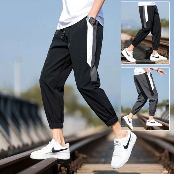 men's casual pants summer trend loose capris thin micro elastic sports leggings, White;black
men's casual pants summer trend loose capris thin micro elastic sports leggings, White;black