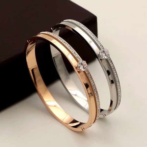 light luxury stainless steel inlaid zircon bangle roman six-claw single buckle bracelet woman jewelry zircon bracelet with ordinary box, Black
light luxury stainless steel inlaid zircon bangle roman six-claw single buckle bracelet woman jewelry zircon bracelet with ordinary box, Black