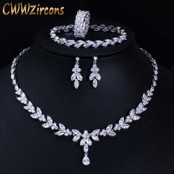 4pcs brilliant cubic zircon necklace earrings ring and bracelet wedding bridal jewelry sets dress accessories t344 210714, Silver
4pcs brilliant cubic zircon necklace earrings ring and bracelet wedding bridal jewelry sets dress accessories t344 210714, Silver
