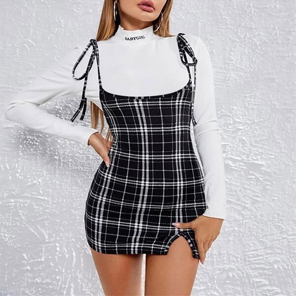 40 sleeveless plaid print womens dress vintage suspender split buttock versatile mini vestidos longos de verao, Black;gray
40 sleeveless plaid print womens dress vintage suspender split buttock versatile mini vestidos longos de verao, Black;gray