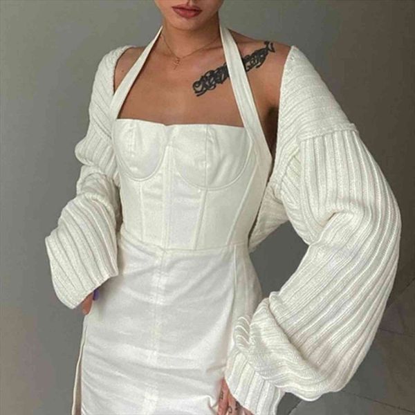 women autumn vintage long sleeve womens sweaters ribbed knitted bolero shrug open front solid color white cropped cardigan casual warm, White;black
women autumn vintage long sleeve womens sweaters ribbed knitted bolero shrug open front solid color white cropped cardigan casual warm, White;black