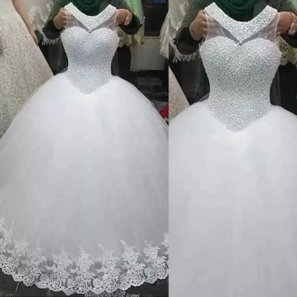 luxury beaded ball gown wedding dresses bridal pearls sleeveless jewel neck tulle custom made floor length beach lace applique castle vestid, White
luxury beaded ball gown wedding dresses bridal pearls sleeveless jewel neck tulle custom made floor length beach lace applique castle vestid, White