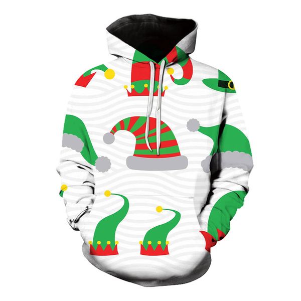 men's christmas pointed hat pattern 3d printing long sleeve hooded guard clothes, White;black
men's christmas pointed hat pattern 3d printing long sleeve hooded guard clothes, White;black