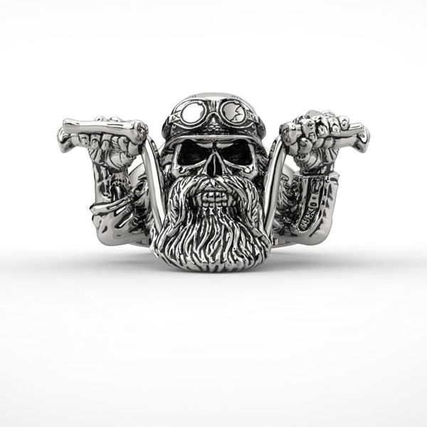 men's stainless steel punk bearded skull ring motorcycle biker band rings, Silver
men's stainless steel punk bearded skull ring motorcycle biker band rings, Silver