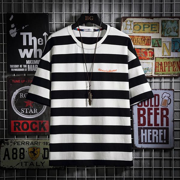 men's t-shirts short sleeve t shirt 2021 summer striped tshirt tees classic brand fashion clothes plus size m-5xl o neck h109, White;black
men's t-shirts short sleeve t shirt 2021 summer striped tshirt tees classic brand fashion clothes plus size m-5xl o neck h109, White;black
