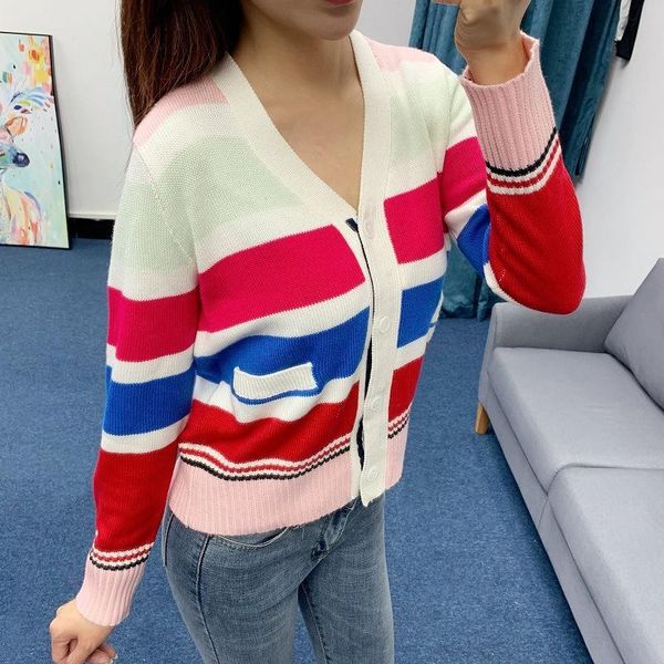 women's sweaters early fall college color matching stripe v-neck casual knitted cardigan short coat long sleeve, White;black
women's sweaters early fall college color matching stripe v-neck casual knitted cardigan short coat long sleeve, White;black