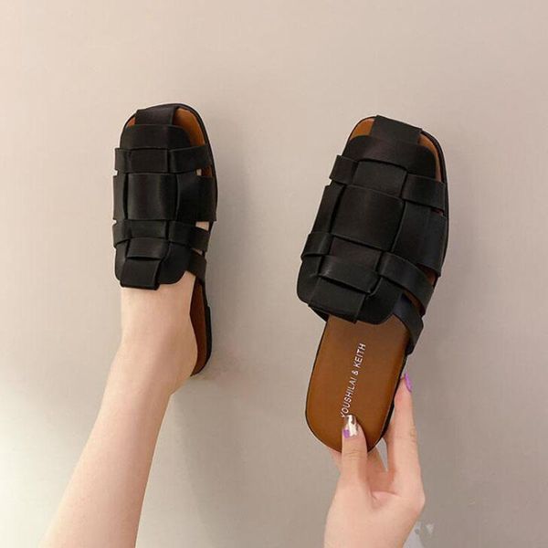 slippers summer leather women's baotou plaid beach sandals female flat shoes woman outside slides size 35-40 ladies flip flops, Black
slippers summer leather women's baotou plaid beach sandals female flat shoes woman outside slides size 35-40 ladies flip flops, Black