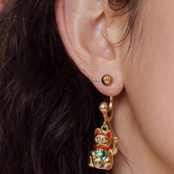 fortune cat earrings women's fashion minority design personality fun texture lovely style fashion earrings, Golden
fortune cat earrings women's fashion minority design personality fun texture lovely style fashion earrings, Golden