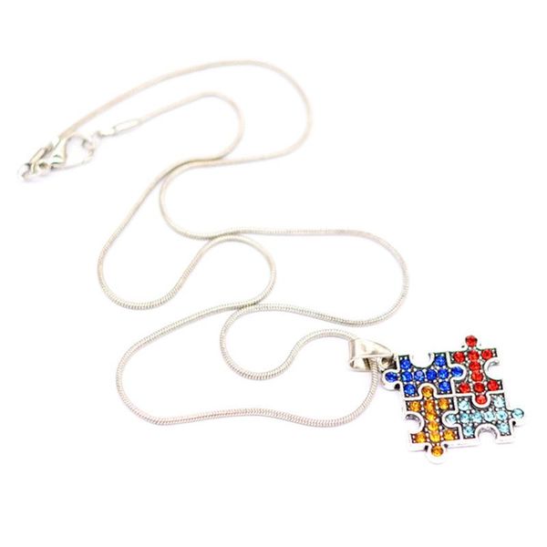 pendant necklaces multicolor enamel crystal paved necklace fashion jewelry autism awareness jigsaw puzzle piece for women girls, Silver
pendant necklaces multicolor enamel crystal paved necklace fashion jewelry autism awareness jigsaw puzzle piece for women girls, Silver