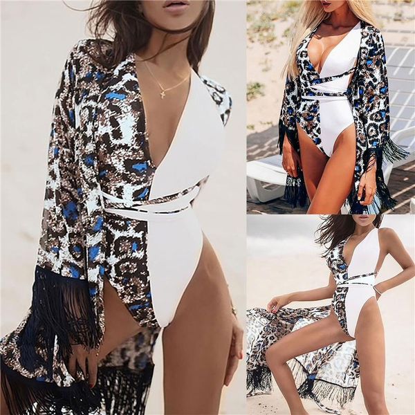 women's swimwear 2021 women fashion print tassel cover-up stylish bikini cover-ups beachwear for ladies female, White;black
women's swimwear 2021 women fashion print tassel cover-up stylish bikini cover-ups beachwear for ladies female, White;black