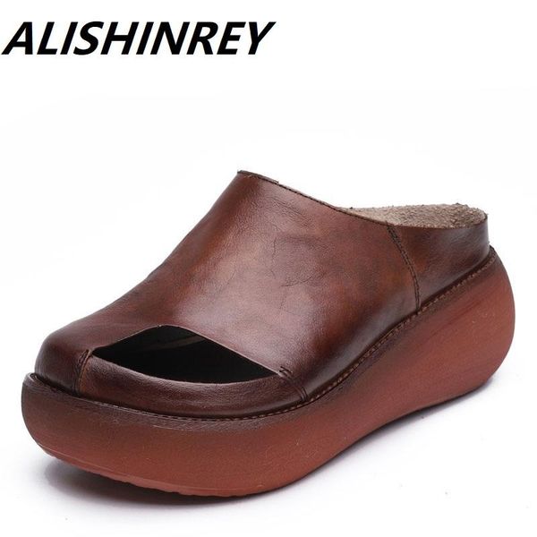 slippers alishinrey summer women casual shoes 2021 retro handmade genuine leather wedge platform peep toe slides, Black
slippers alishinrey summer women casual shoes 2021 retro handmade genuine leather wedge platform peep toe slides, Black