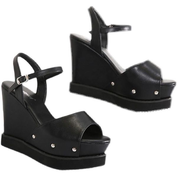 dress shoes platform women sandals wedge heels height increaming buckle thick soled beach woman, Black
dress shoes platform women sandals wedge heels height increaming buckle thick soled beach woman, Black
