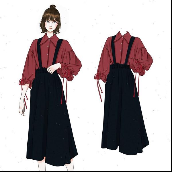 fashion spring summer women tracksuits lantern sleeve single button casual blouse shirt pleated a line dress 2 pieces sets j96, Gray
fashion spring summer women tracksuits lantern sleeve single button casual blouse shirt pleated a line dress 2 pieces sets j96, Gray