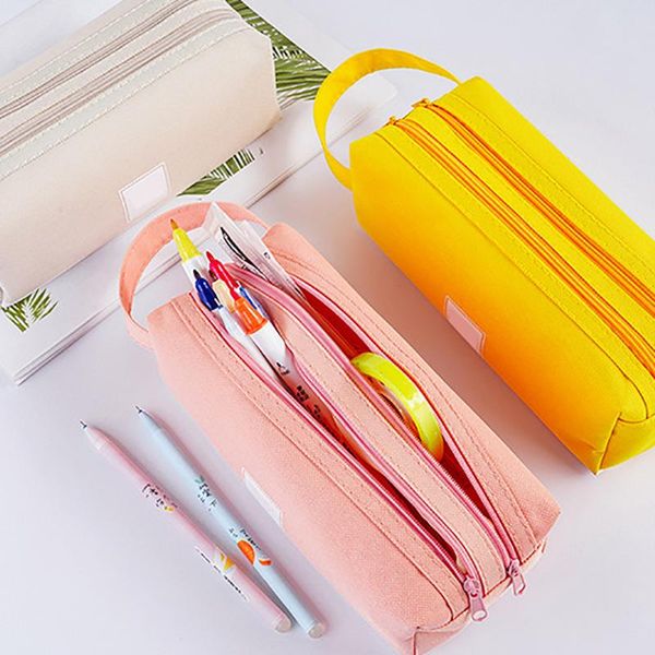pencil bags solid color double zipper large capacity cases creative fabric pen case for school office stationery student supplie
pencil bags solid color double zipper large capacity cases creative fabric pen case for school office stationery student supplie