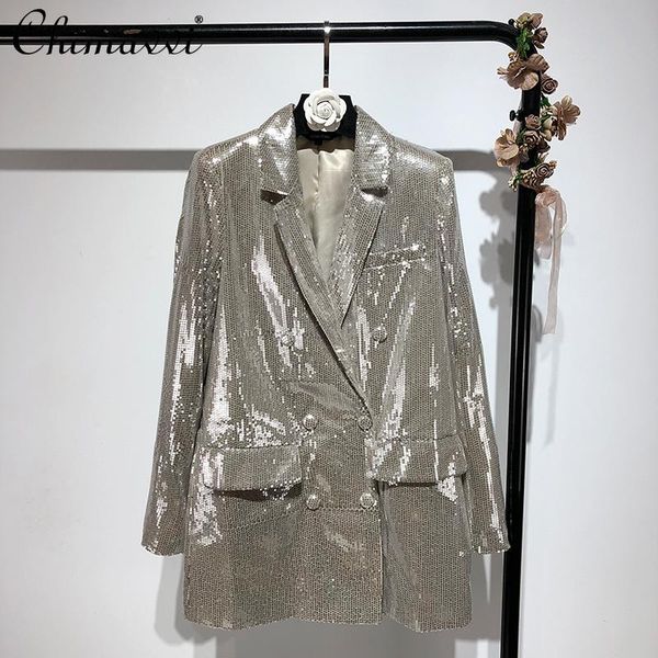 women's suits & blazers office lady sequined suit for women 2021 early fall women's fashion blingbling long sleeve blazer female, White;black
women's suits & blazers office lady sequined suit for women 2021 early fall women's fashion blingbling long sleeve blazer female, White;black