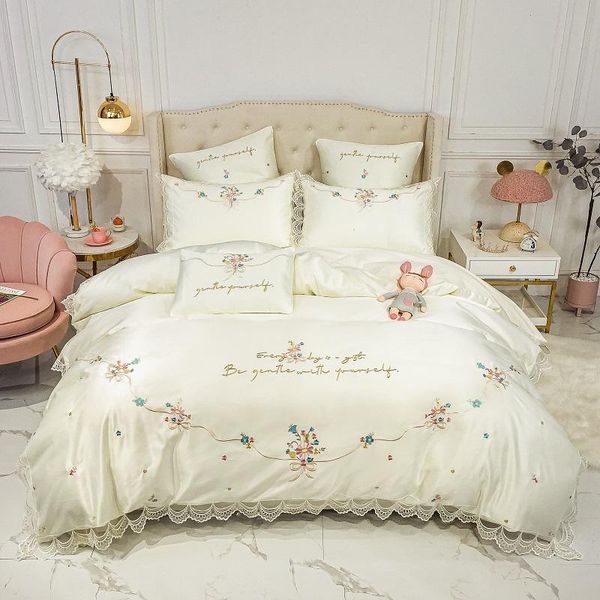 bedding sets pastoral princess style silk cotton flower embroidery set lace double duvet cover bed linen sheet fitted pillowcases
bedding sets pastoral princess style silk cotton flower embroidery set lace double duvet cover bed linen sheet fitted pillowcases