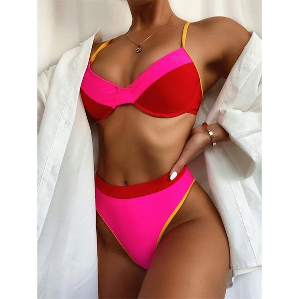 women's swimwear splicing high waist bikini 2021 push up female swimsuit women patchwork pink two-pieces set bather bathing suit, White;black
women's swimwear splicing high waist bikini 2021 push up female swimsuit women patchwork pink two-pieces set bather bathing suit, White;black