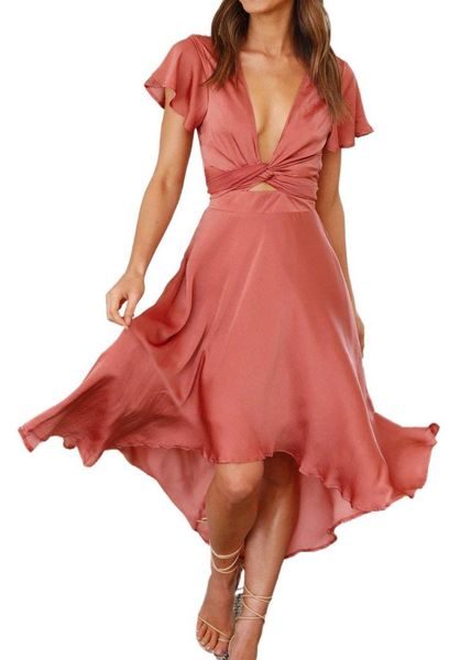 short sleeved long dress summer fashion temperament woman v neck irregular skirt tie up natural waist casual dresses, Black;gray
short sleeved long dress summer fashion temperament woman v neck irregular skirt tie up natural waist casual dresses, Black;gray