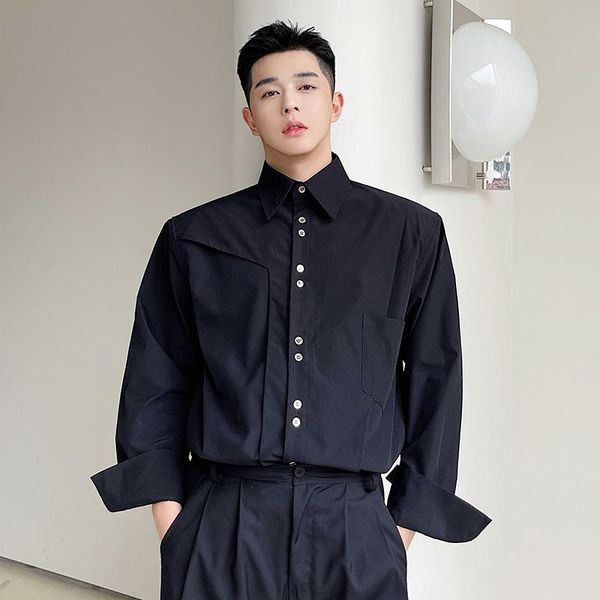 men's casual shirts men korean streetwear fashion loose office black white dress 3d cut long sleeve shirt, White;black
men's casual shirts men korean streetwear fashion loose office black white dress 3d cut long sleeve shirt, White;black