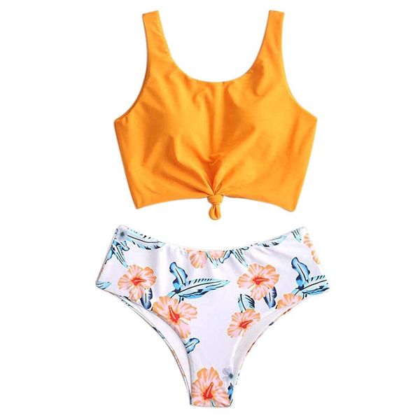 women's swimwear 2021 floral print high waist knotted solid color bikini sets swimsuit women two-pieces beach bathing suit, White;black
women's swimwear 2021 floral print high waist knotted solid color bikini sets swimsuit women two-pieces beach bathing suit, White;black