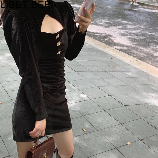 casual dresses 2021 women autunm high waist package hip vintage korean style velvet cut out elegant lady mini dr6102, Black;gray
casual dresses 2021 women autunm high waist package hip vintage korean style velvet cut out elegant lady mini dr6102, Black;gray